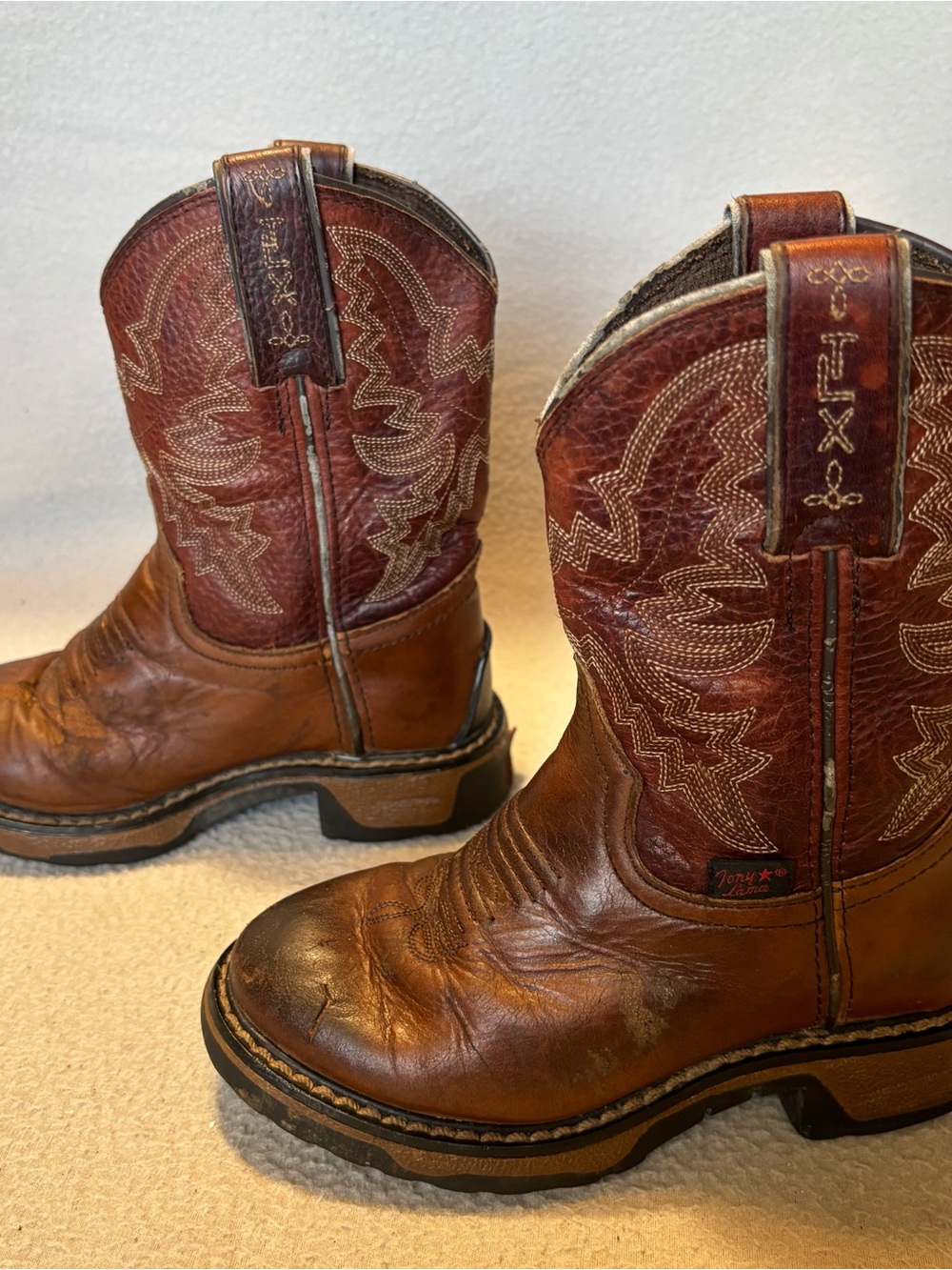 Tony Lama Kids TLX 9.5D Brown Leather Western Cowboy Boots